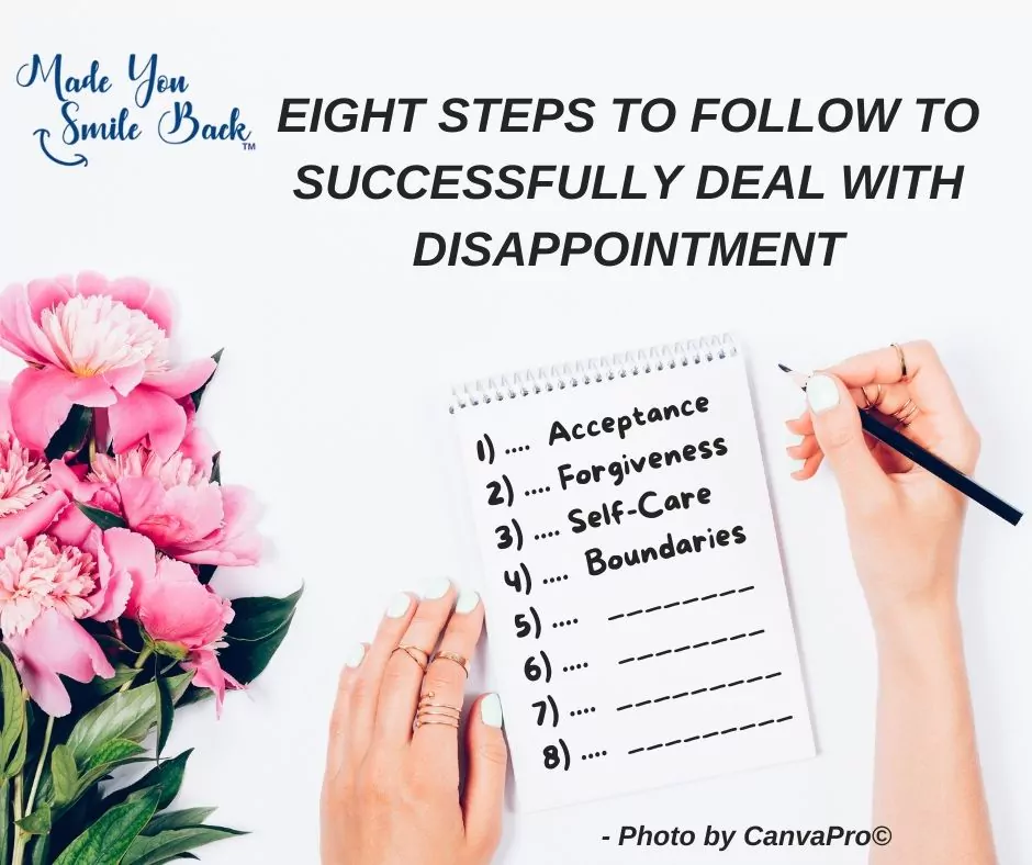 Illustration showing 8 Steps to Follow to successfully deal with disappointment
