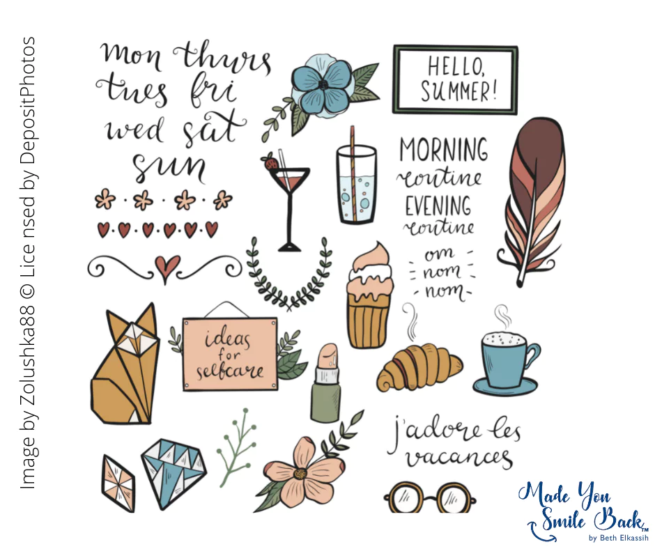 An illustration showing different ways of self care 