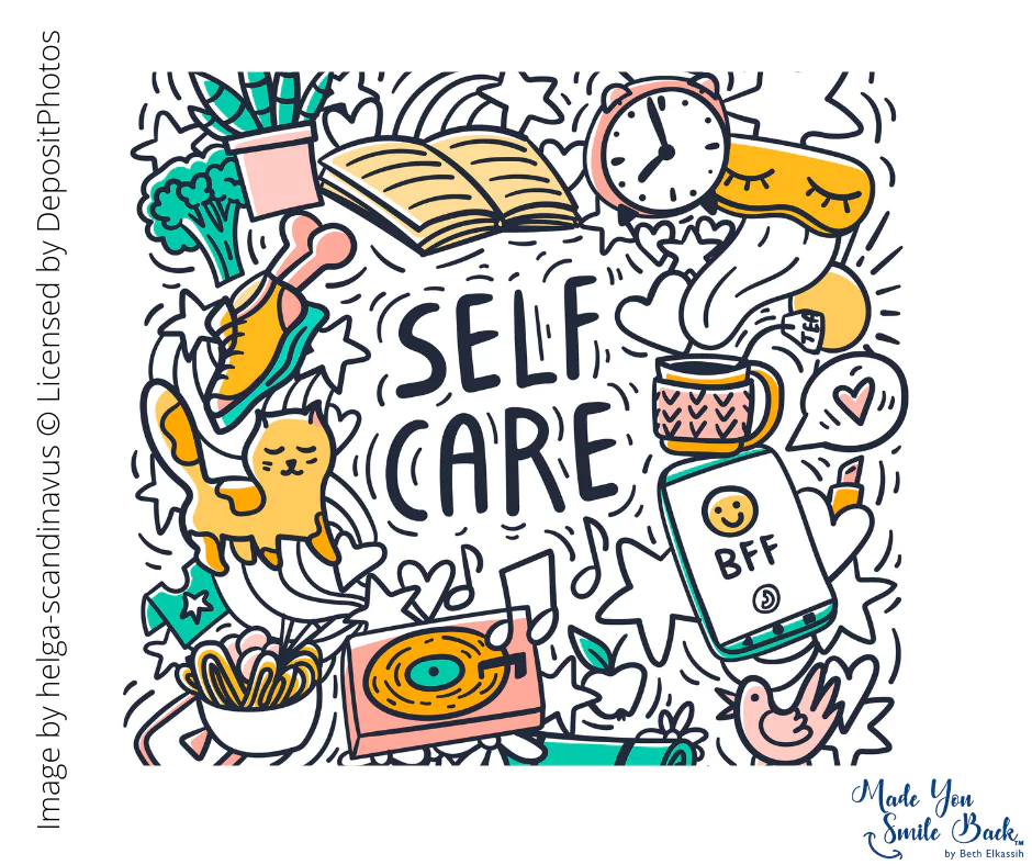 An illustration stating Self care 