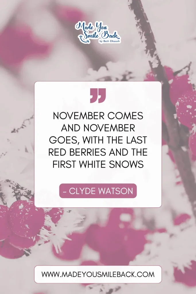 25 November Quotes To Reflect On Gratitude And Inspiration &Raquo; November Comes And November Goes With The Last Red Berries And The First White Snows. – Clyde Watson