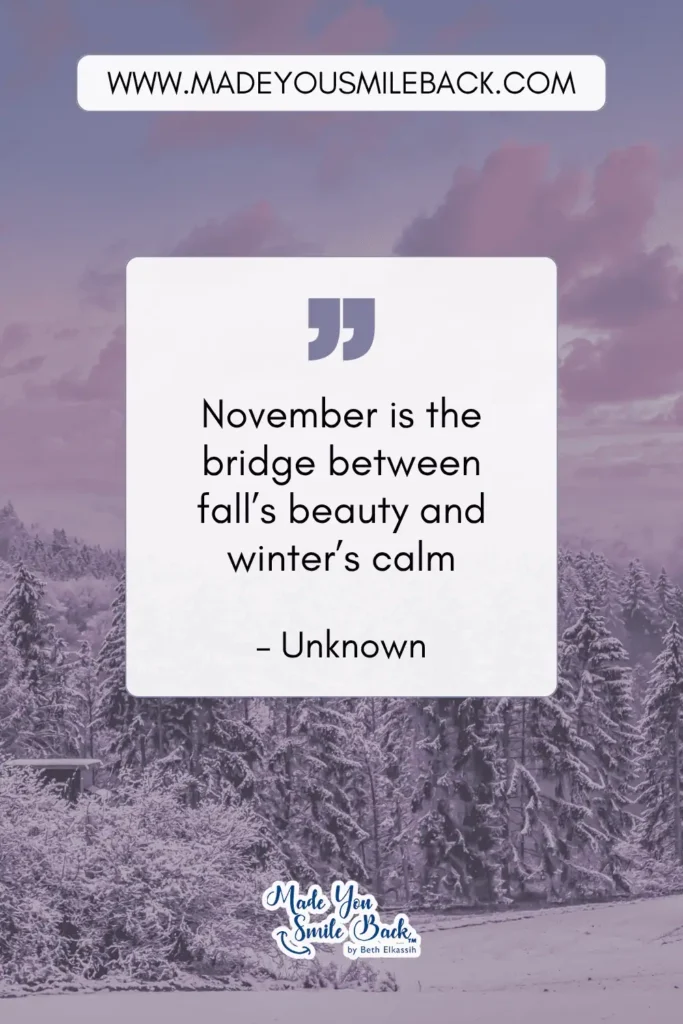 25 November Quotes To Reflect On Gratitude And Inspiration &Raquo; November Is The Bridge Between Falls Beauty And Winters Calm. – Unknown